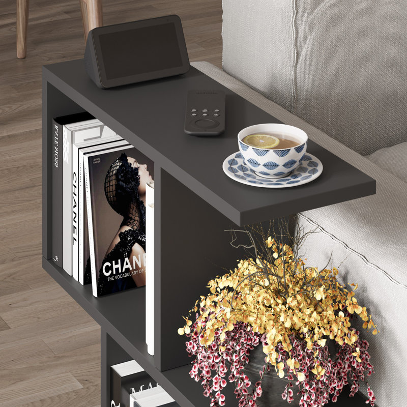 Table de bout avec tablette de plancher, Noir soyeux