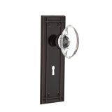 Crystal Oval Interior Mortise Door Knob with Mission Long Plate