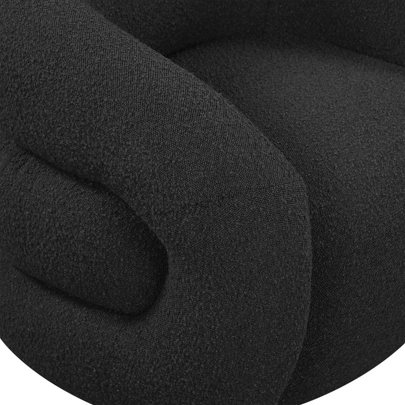 Roxbury Boucle Fabric Swivel Accent Chair, Black Boucle Fabric