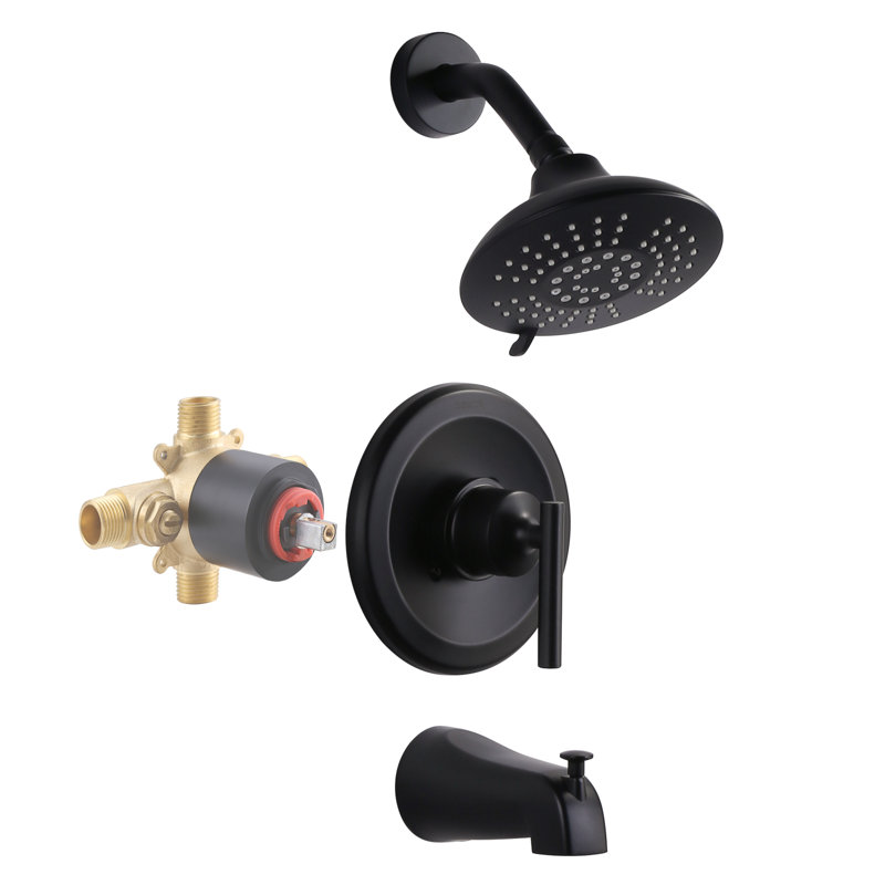 Matte Black Wall Mounted Single-Handle Shower Faucet Set