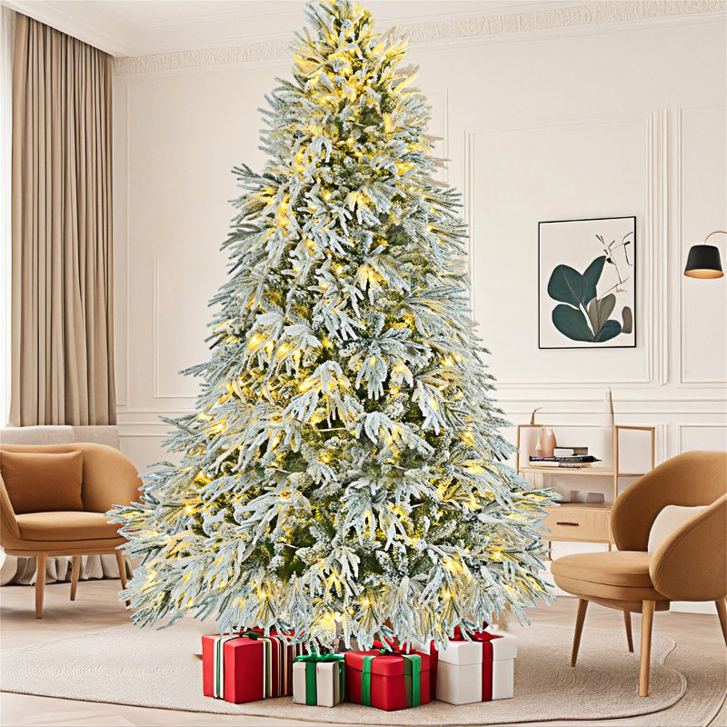 Pre-Lit Spruce Snow Flocked Christmas Tree, 7.5'