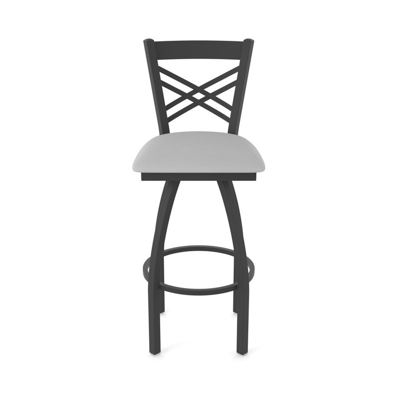 820 Catalina Swivel Stool, Black Wrinkle, Vinyl-Canter Folkstone Gray, Counter Stool (25" Seat Height)