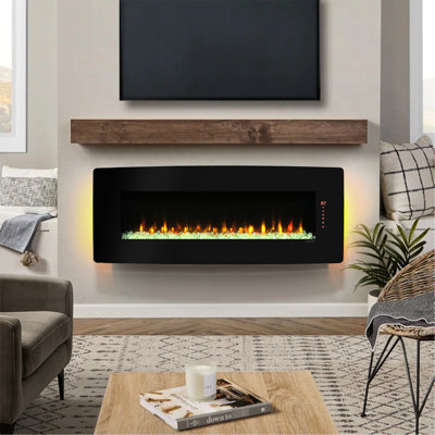 Foyer électrique de 20,39 pouces de hauteur - chaleur de 5000 / H, flamme multicolore, fonction minuterie, / Ul, évent mural incurvé avant 48 avec télécommande et, 1400W / H, 11 réglages de température, / Ul
