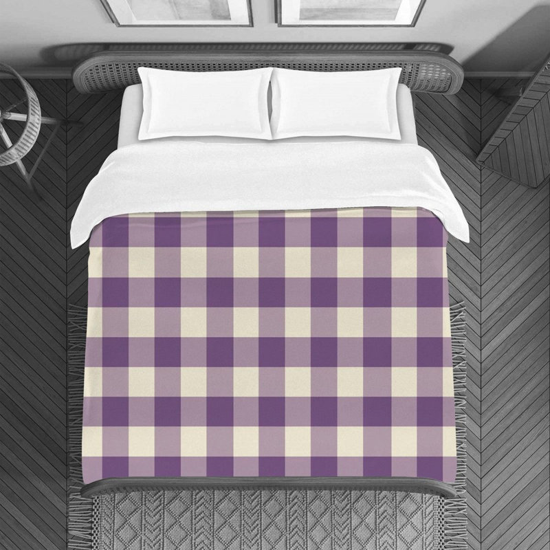 Housse de couette , Housse de couette pour lit simple, Mauve / beige