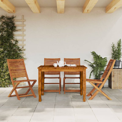 Solid Wood Garden Chair With Cushion Folding Chair Set