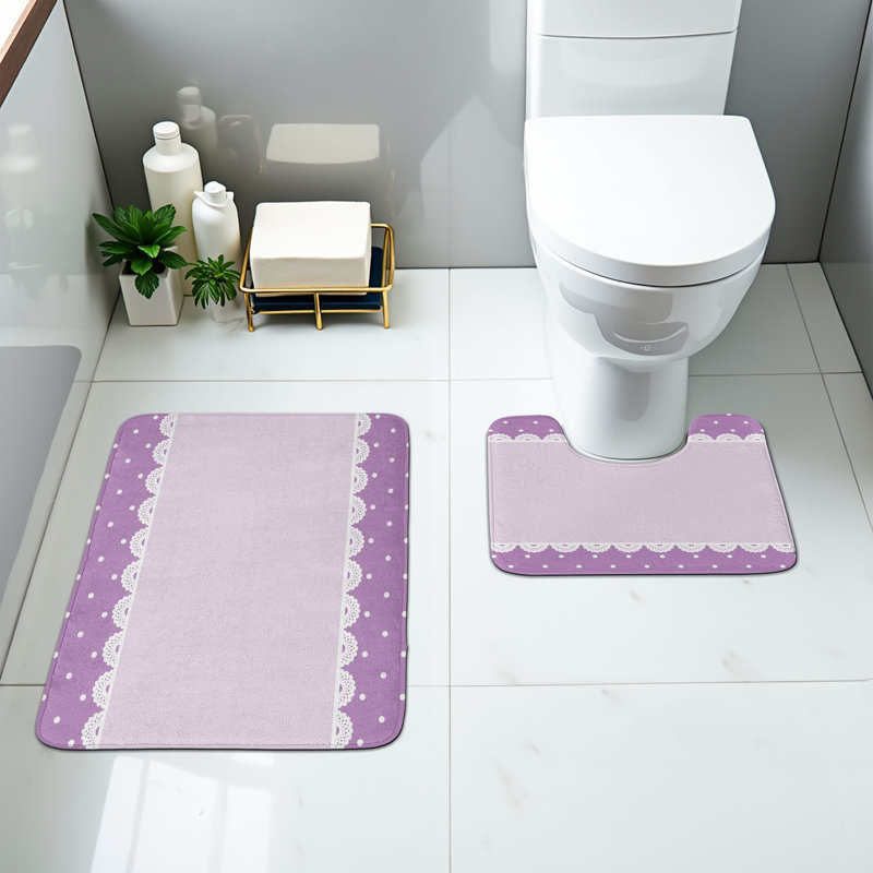  Ensemble de 2 tapis mauves pour salle de bain