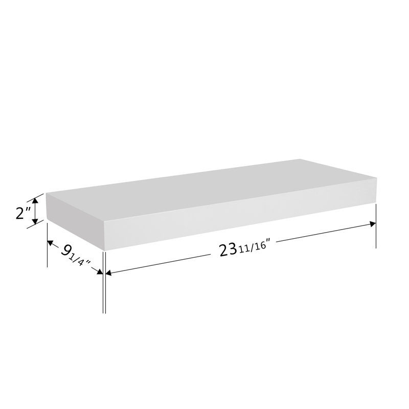 Tablette flottante Bovina, H 2 po x l 24 po x P 9,25 po, Blanc