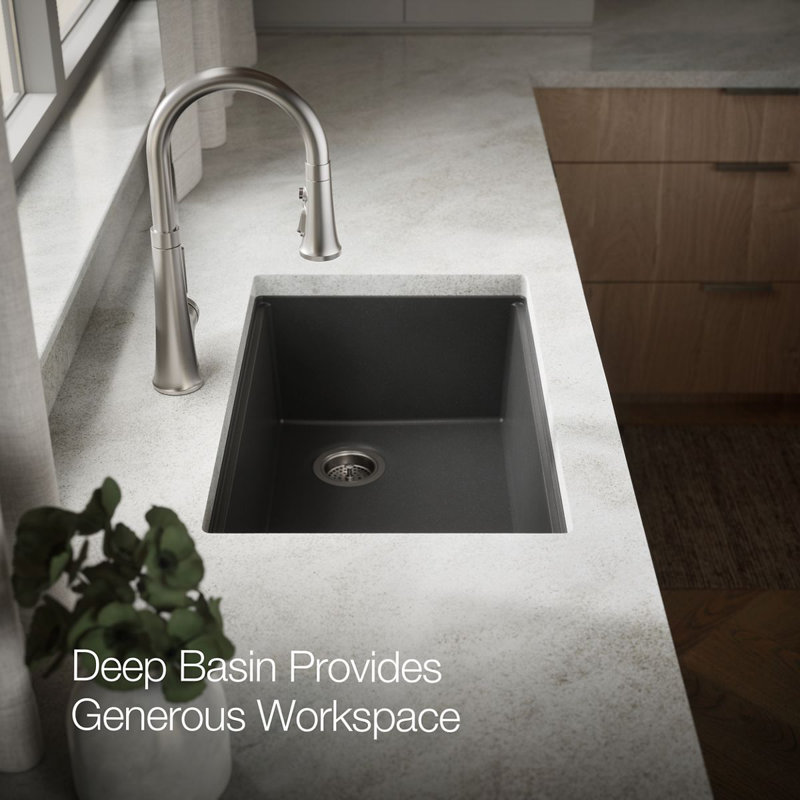 Billings Undermount Single-Bowl Kitchen Sink, Matte Gray 