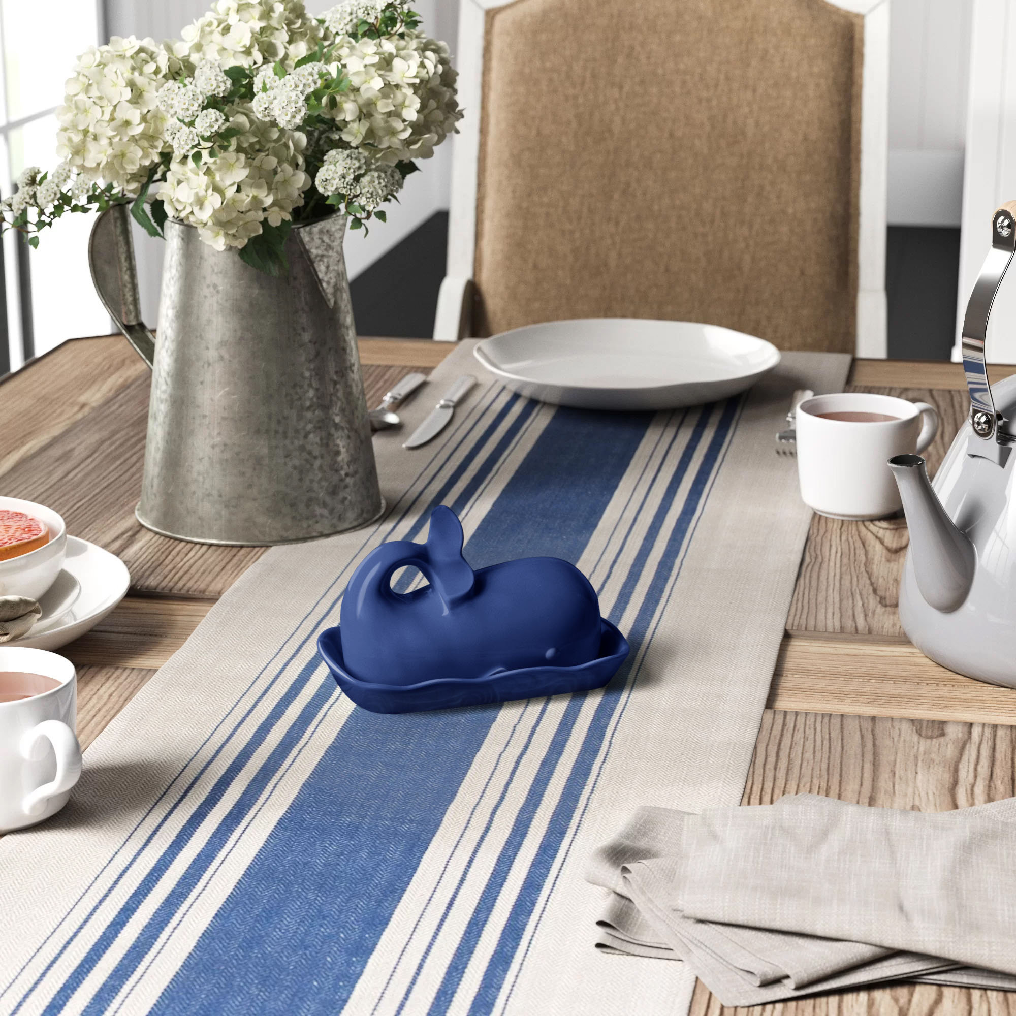 Leonida Novelty Ceramic Butter Dish, Navy Blue