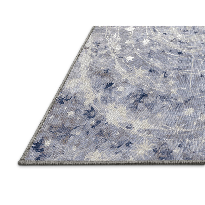 Machine Washable Gray Area Rug, Square 5'