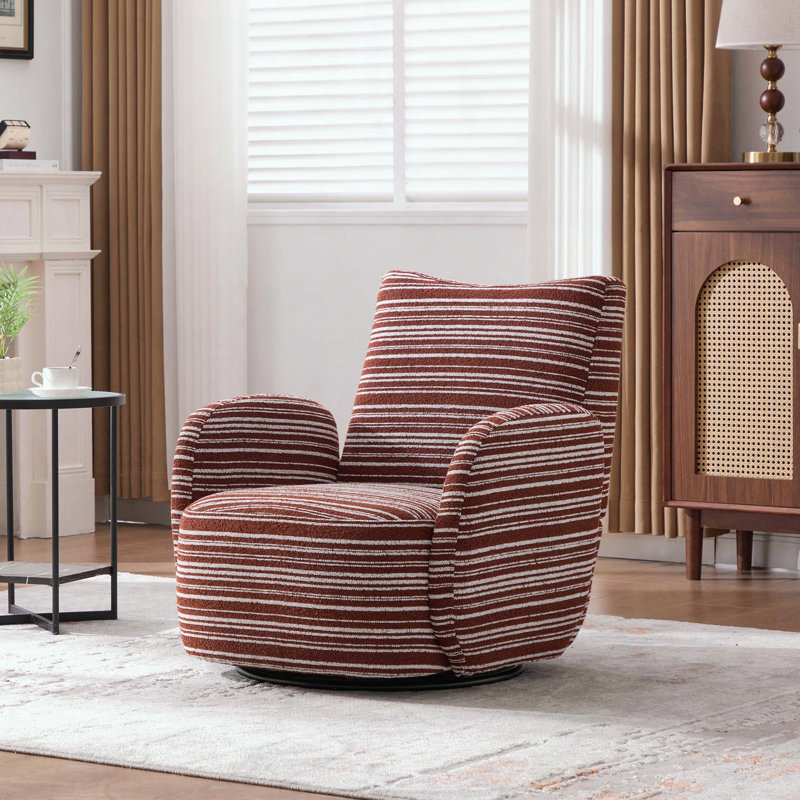 Chaise de loisir pivotante à 360 ° - Tissu bouclé et mousse haute résilience, Rouge