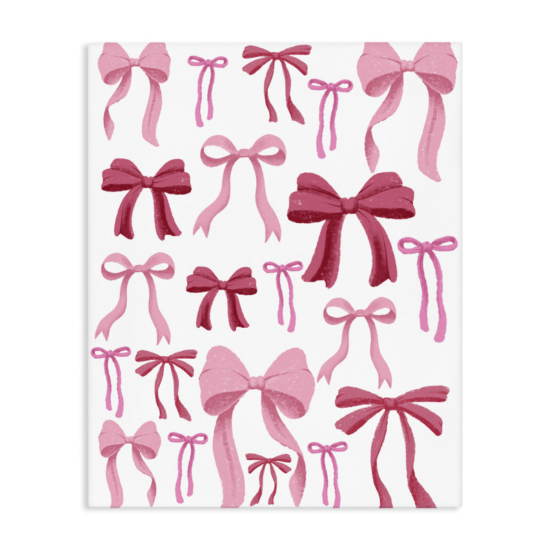 Bows All Over Pink & Red Canvas, design by Marcus Prime, 20" H x 16" W