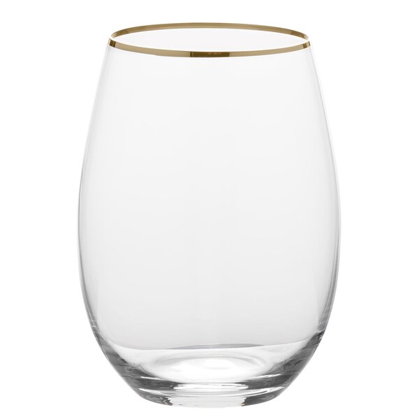 Mikasa Julie Gold Set of 4 Stemless Wine Glasses 