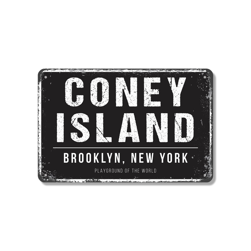 Enseigne en aluminium 7 po x 10 po Coney Island Brooklyn, NY (paquet de 2)