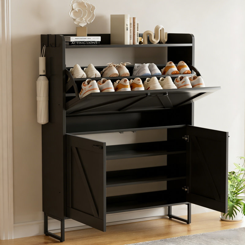 Range-chaussures en bois de qualité supérieure pour la maison, Noir