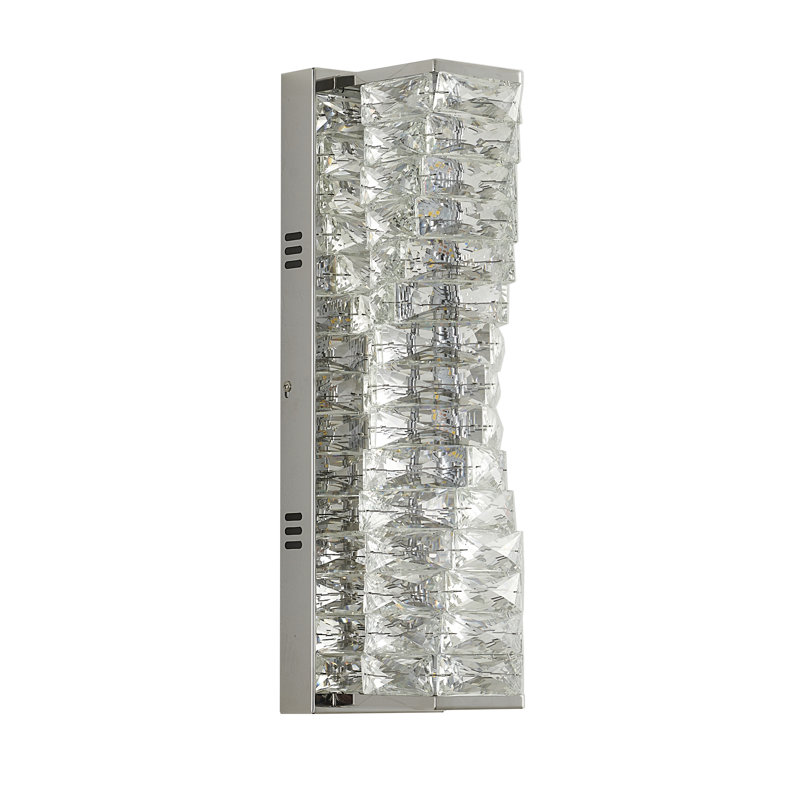 Applique murale 1 lumière DEL chromée avec détails en cristal