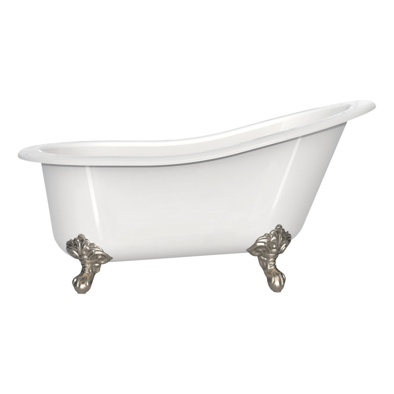 Shropshire 61" x 30" Freestanding Slipper Bathtub, Brushed Nickel