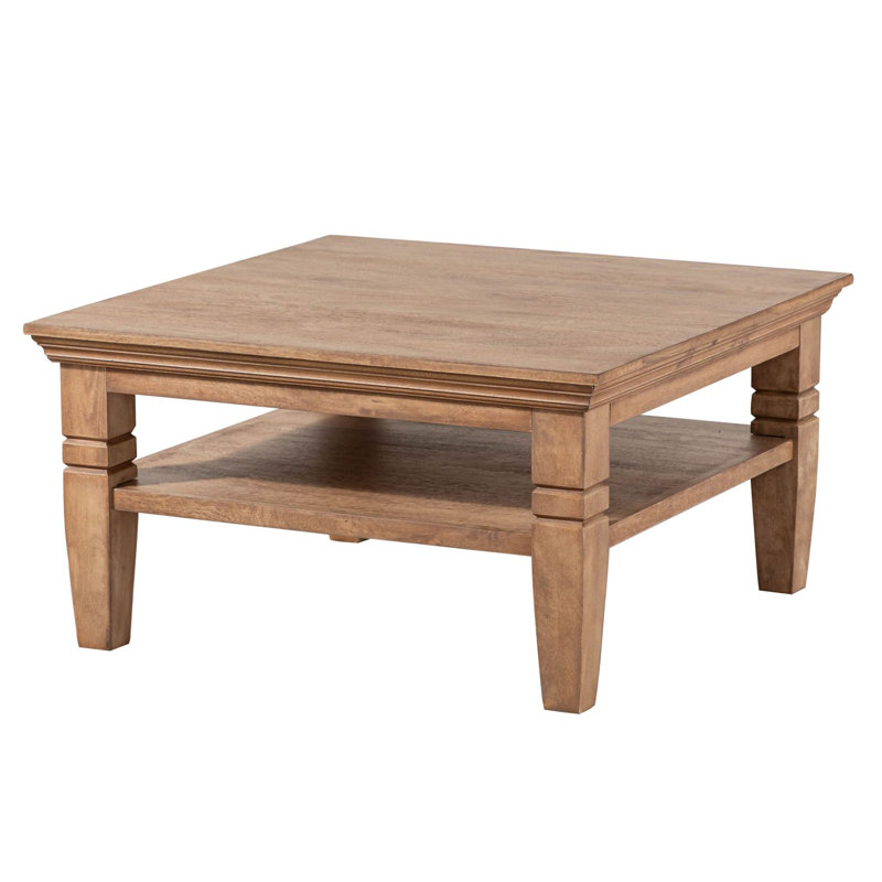 Toulouse Four Leg Coffee Table with Storage, Beige Oiled