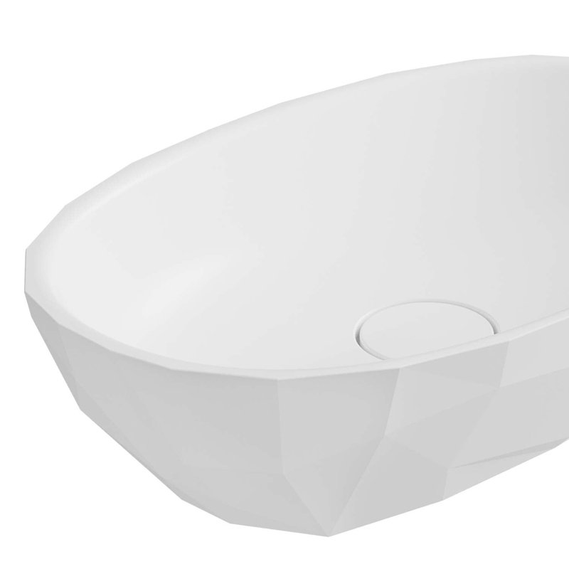 Arte 22" x 15" Ceramic Oval Vessel Sink, Matte White, Matte White
