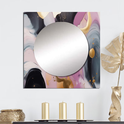 Verbana - Grand miroir mural carré en marbre abstrait pour chambre à coucher