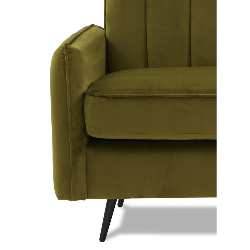 Acke 2 Seater Velvet Loveseat, Olive 