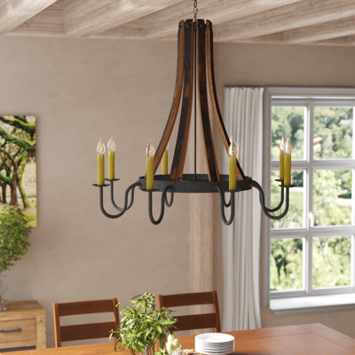Rustic Lodge 8 - Light Wagon Wheel Chandelier