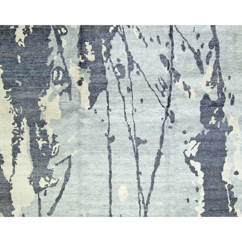 Hand-Knotted High-Quality Gray and Charcoal Area Rug