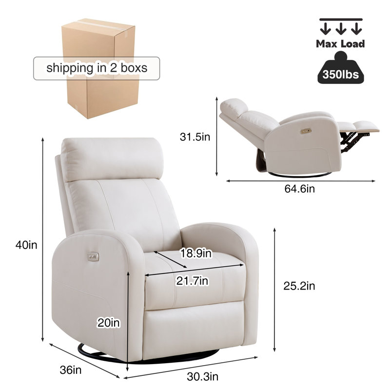  Fauteuil inclinable et berçant inclinable 30,3 po Laylana, Beige