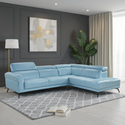  Dann 111.5" Modern & Contemporary Sectional Sofa - Leather Reversible Sectional with Comfortable Chaise and Flexible Design.