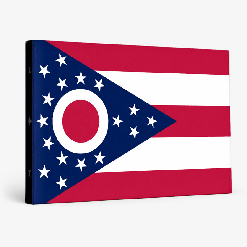Ohio State Flag - paysage, art mural sur toile, 30" W x 20" H