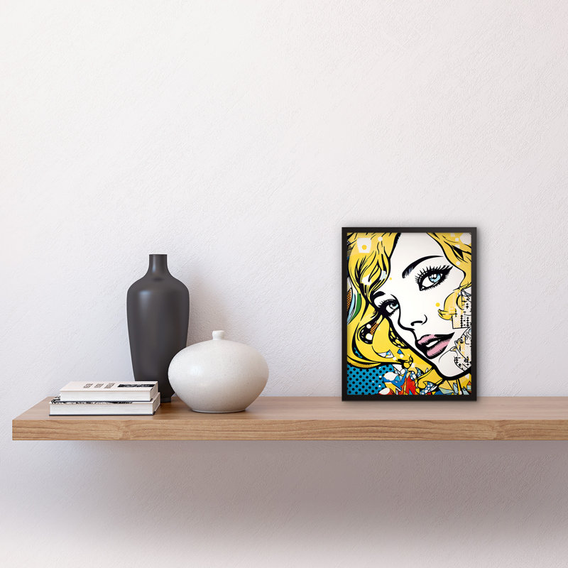 Adai Blonde Woman Face Comic Book Style Portrait Blue Eyes - Single Picture Frame Print