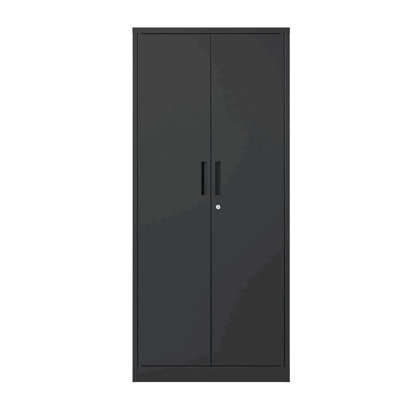 Metal Garage Storage Cabinet, Black Tool Steel Locking Cabinet With Doors And Shelves, Tall Cabinets For Garage Storage Systems Lockable File Cabinet For Home Office, Classroom/Pantry