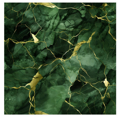 «Abstract Green Gold», art géométrique abstrait, rêve de cristal, art moderne sans cadre