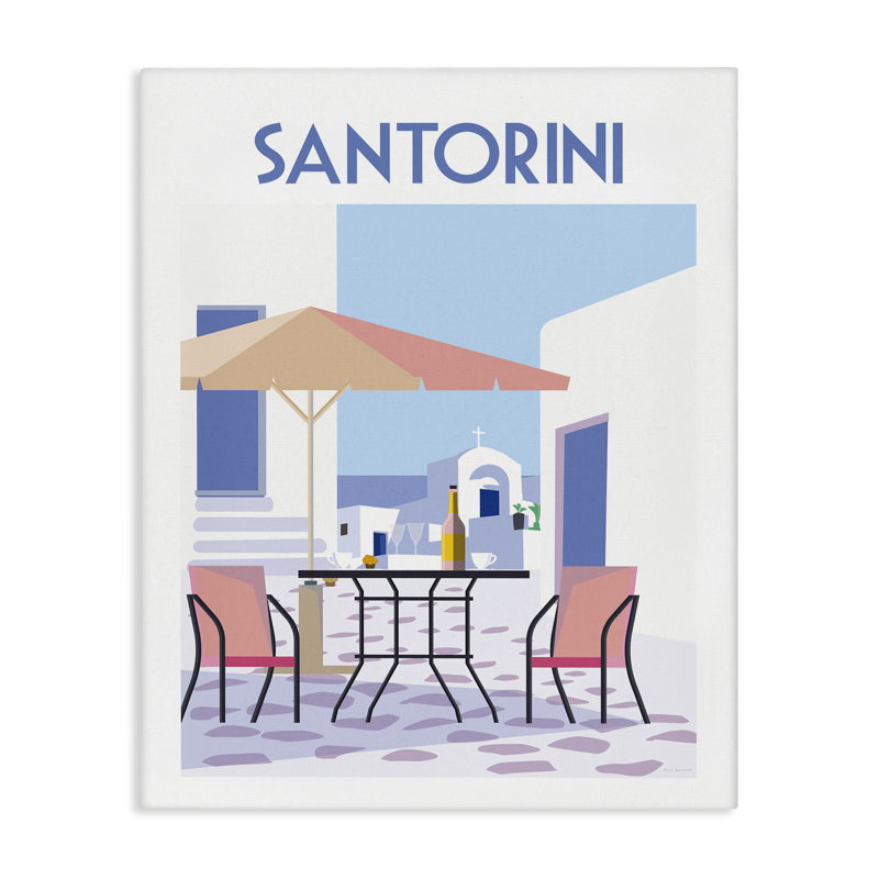  Santorini Bistro, impression sur toile par Omar Escalante, H 20 po x l 16 po
