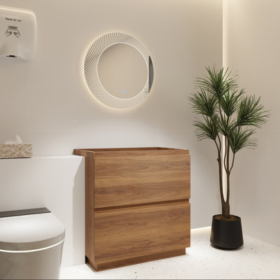 30" Modern Bathroom Vanity Base with Double Drawer Storage