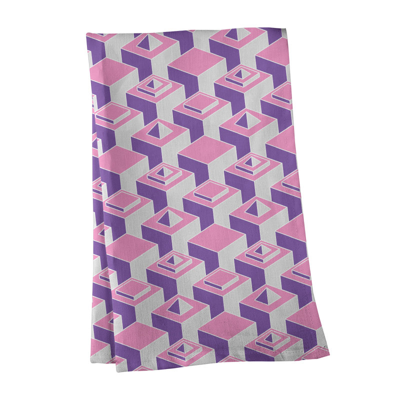 Patricia Geoffrey Tea Towel Kitchen Towel, Pink/Purple, Poly Twill