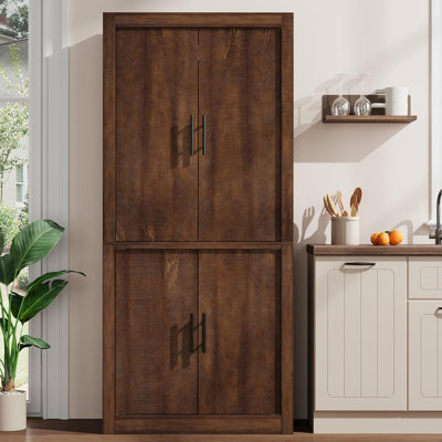 Garde-manger, garde-manger en bois avec 4 portes et tablettes réglables, garde-manger autoportant Farmhouse et grand espace de rangement pour la salle à manger et le salon