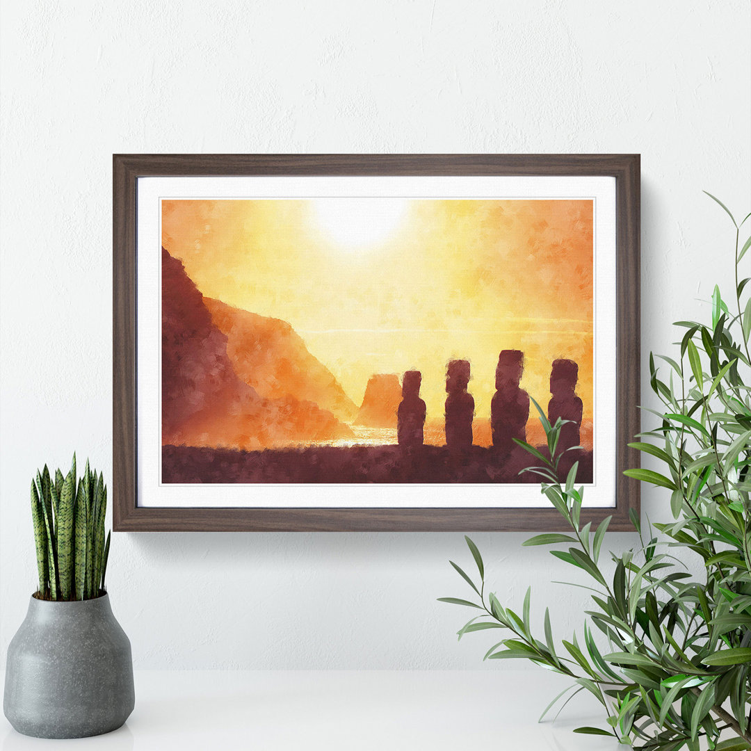 Moai in Easter Island Polynesia - Picture Frame Graphic Art
