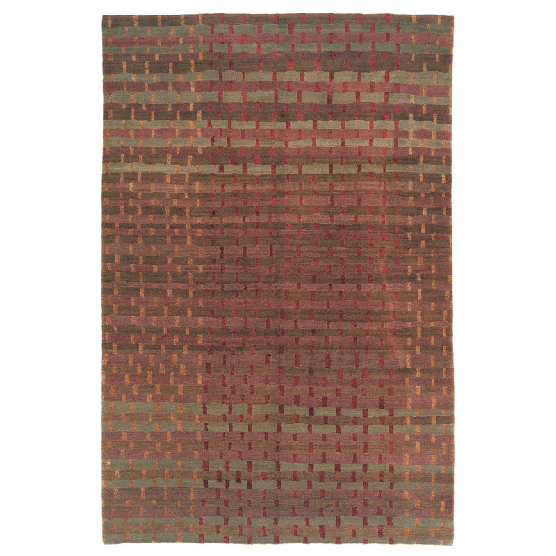 Rag Striped Area Rug in Beige/Gold/Red/Roseberry, Rectangle 4' x 6'