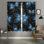 2Pcs rideaux à motif papillon, rideaux de fenêtre à imprimé floral bleu élégant pour la cuisine de chambre à coucher de salon, décor de passe-tringle, rideau filtrant la lumière