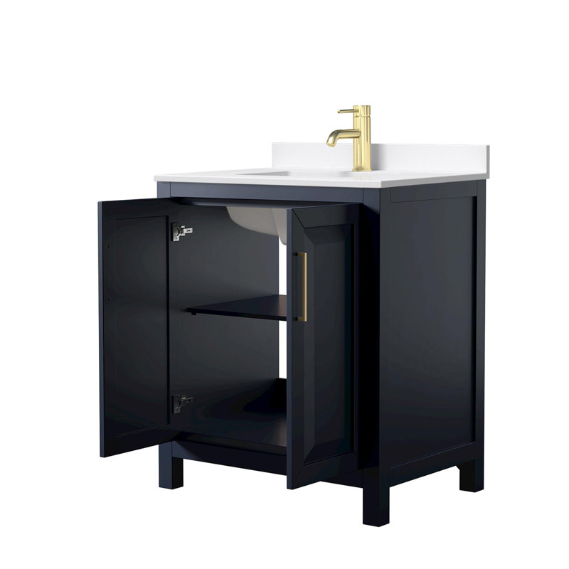Daria 30'' W Vanity, Brushed Gold, Blue, White Quartz