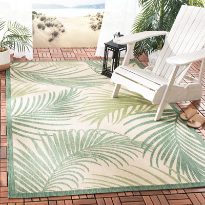 Tapis d'intérieur / extérieur beige / vert Weatherholt