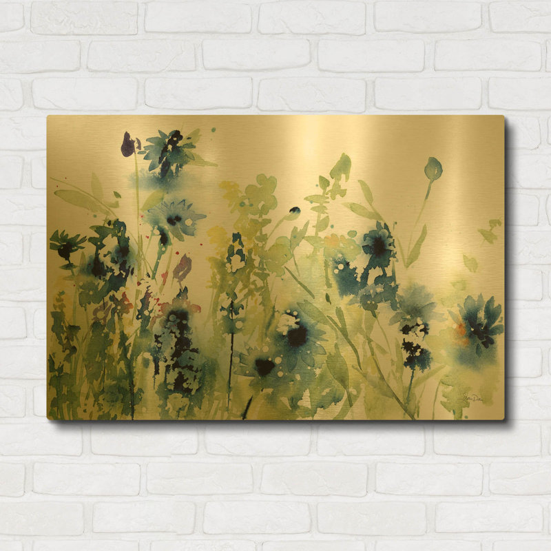 «Wild Meadow Flowers» par Katrina Pete, art mural en métal doré, 36 po x 24 po, 36 po x 24 po