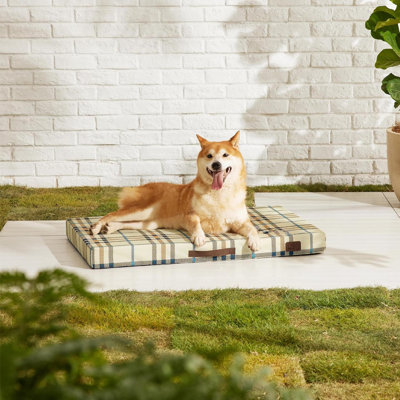 Grand lit pour chien à motif pour grands chiens, tapis orthopédique extérieur imperméable pour chien en mousse d'œuf avec housse amovible et lavable (35 po x 22 po)