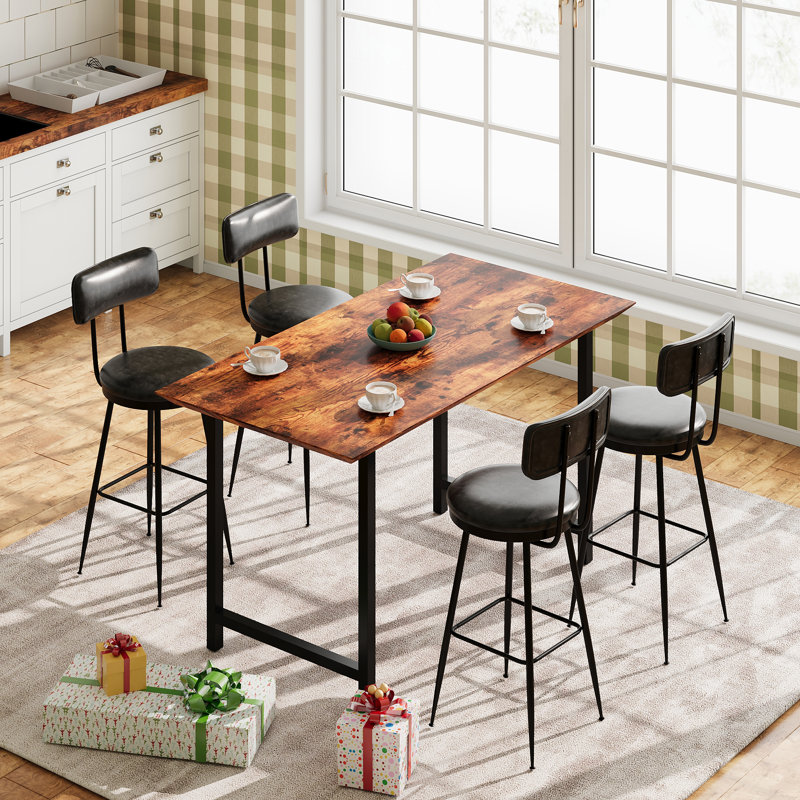 Counter Stool with Metal Frame, 4, Black