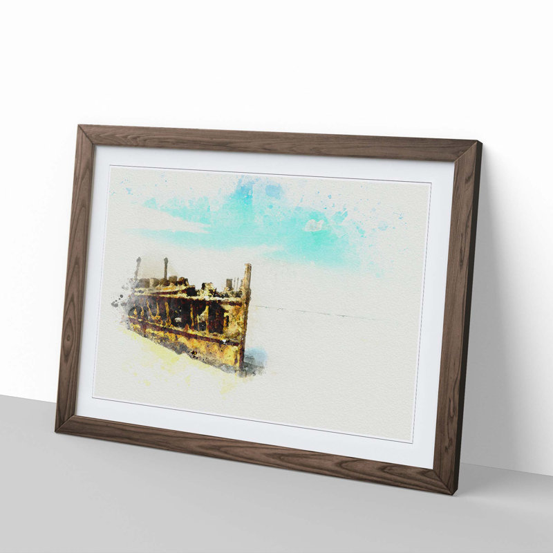 Maheno Shipwreck Australia in Abstract - Picture Frame Graphic Art Print, Walnut, 60cm H x 91cm W x 2cm D