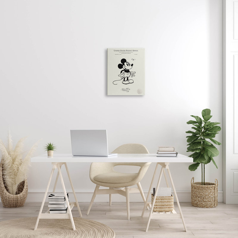 Vintage Black and White Cartoon Patent Canvas Art 16 x 20