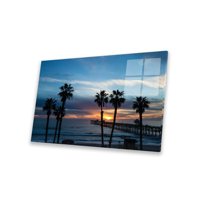 «Silhouette of Palm Trees on the Beach, Laguna Beach, California, USA», reproduction de photo sur toile