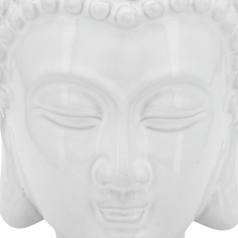 10" Buddha Head Statue Contemporary Ceramic Buddha Sculpture Decor for Home, Office, Yoga, White