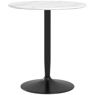 Round Dining Table with Steel Base, Non-slip Pad for Living Room